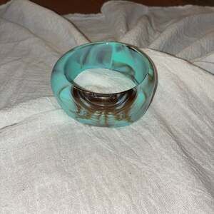 Silence + Noise Turquoise Marbleized Chunky Resin Bangle